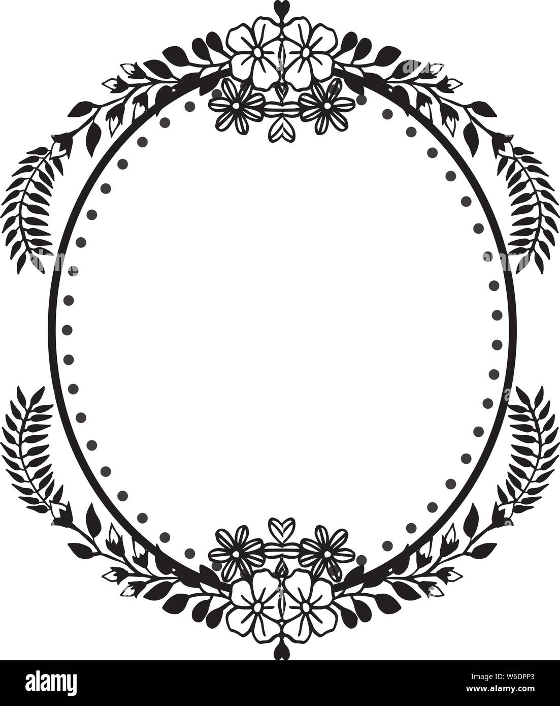 Flower frame template, black white background, design of greeting card.  Vector illustration Stock Vector Image & Art - Alamy
