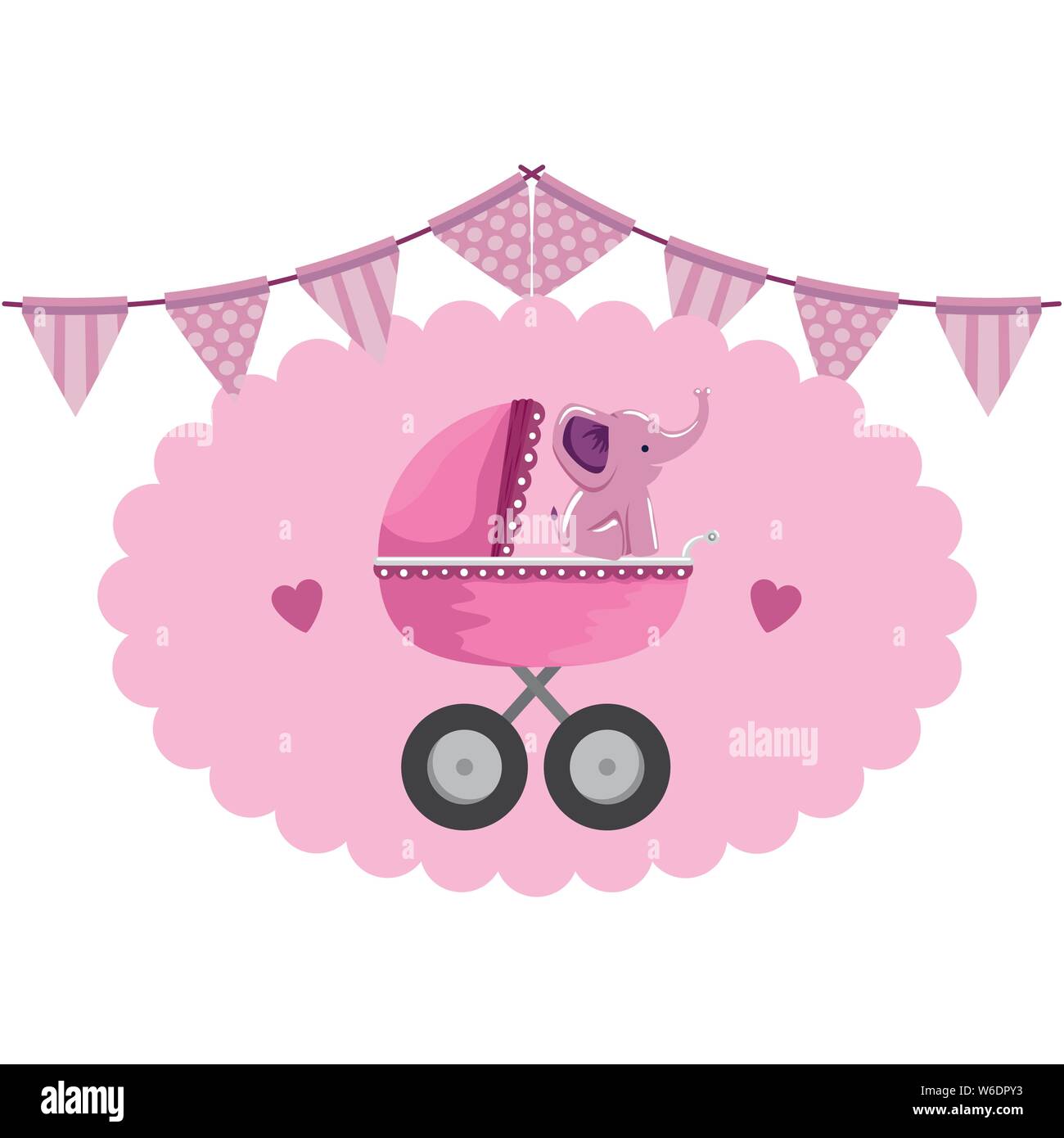 baby shower card with little elephant in cart Stock Vector Image & Art ...