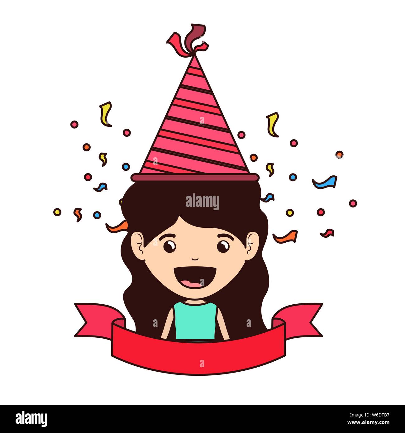 girl with party hat in birthday celebration Stock Vector Image & Art