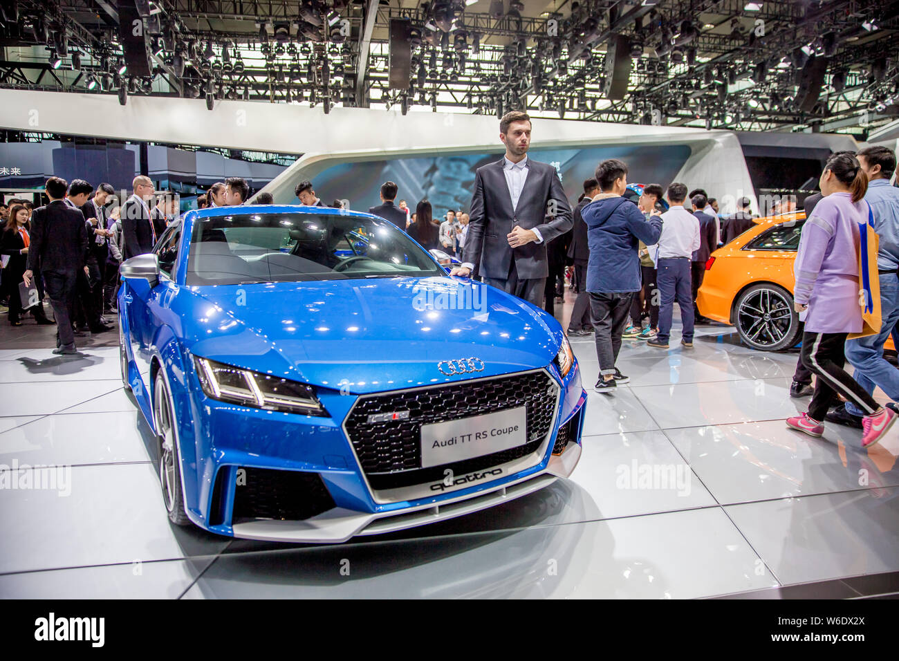 --FILE--An Audi TT RS Coupe is on display during the 15th China (Guangzhou) International Automobile Exhibition, also known as Auto Guangzhou 2017, in Stock Photo
