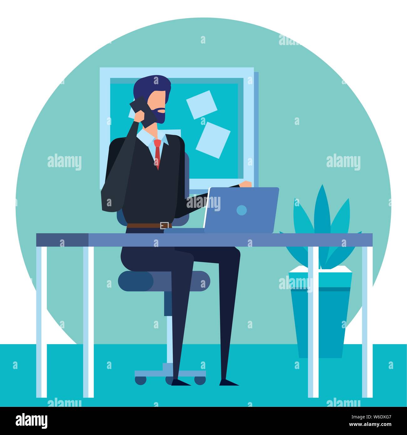 elegant businessman calling with smartphone in the office Stock Vector ...