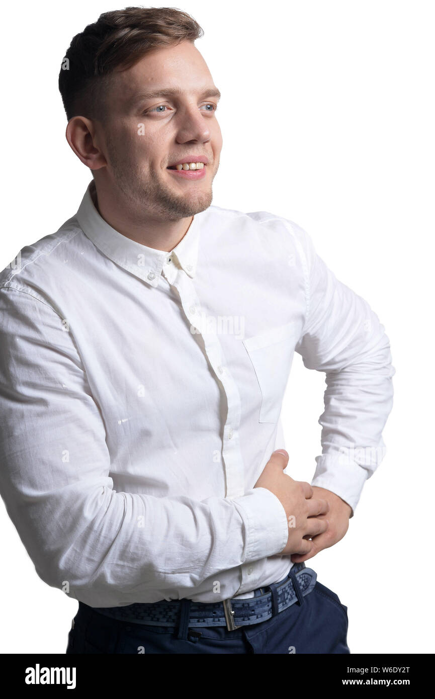 Young man wearing white shirt hi-res stock photography and images - Alamy