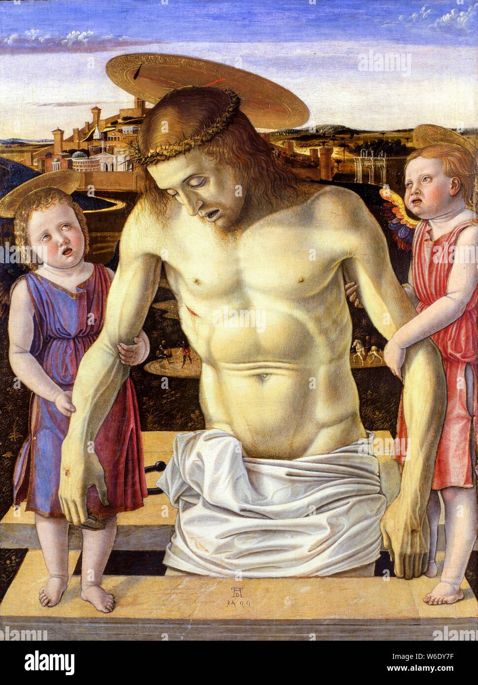 Giovanni Bellini, Dead Christ Supported by Two Angels, (Pietà), painting, circa 1460 Stock Photo