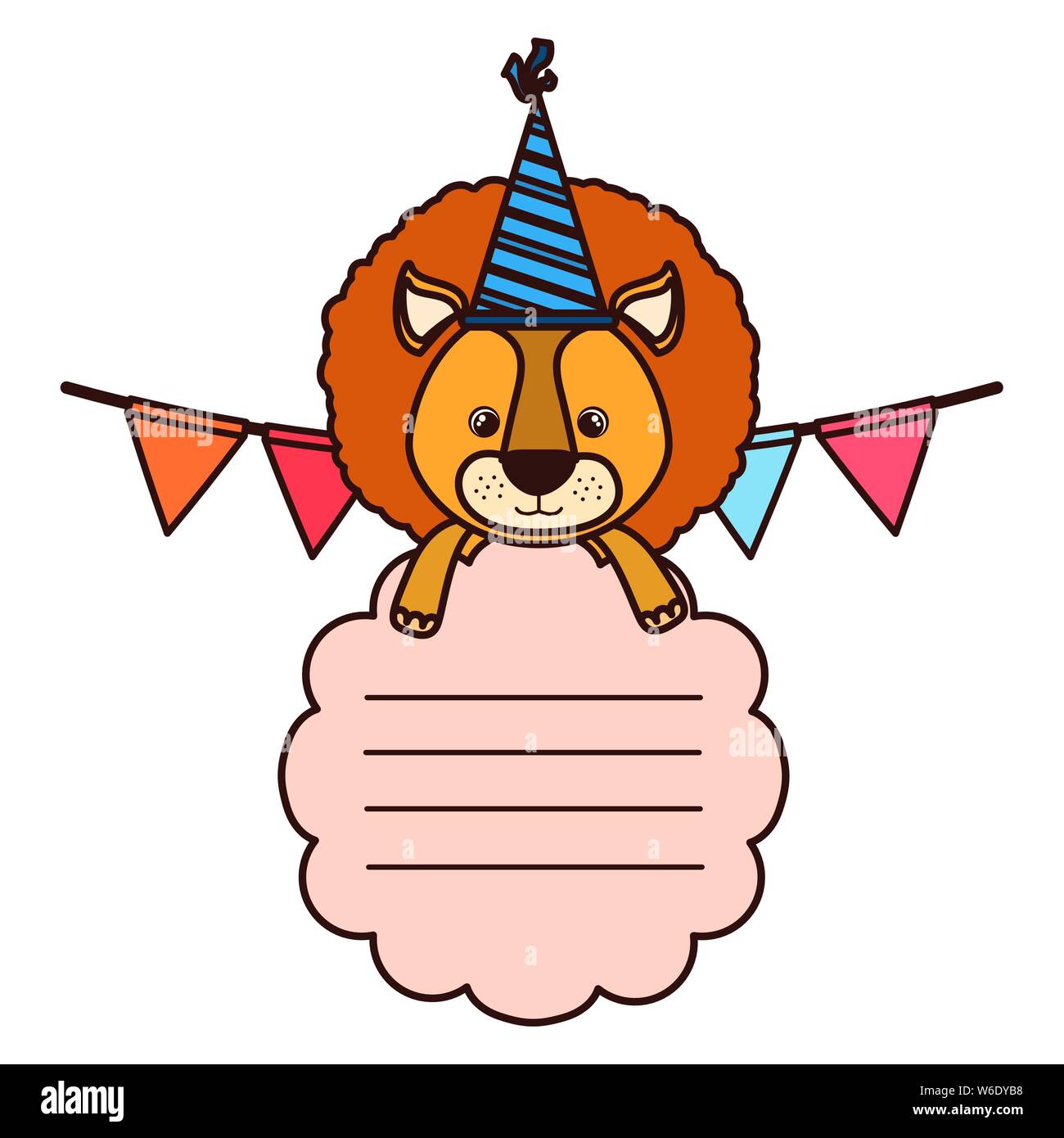 birthday card and lion with hat party Stock Vector Image & Art - Alamy
