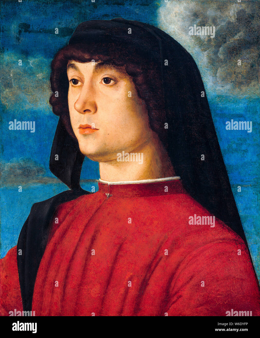 Giovanni Bellini, Portrait of a Young Man in Red, painting, circa 1480 Stock Photo