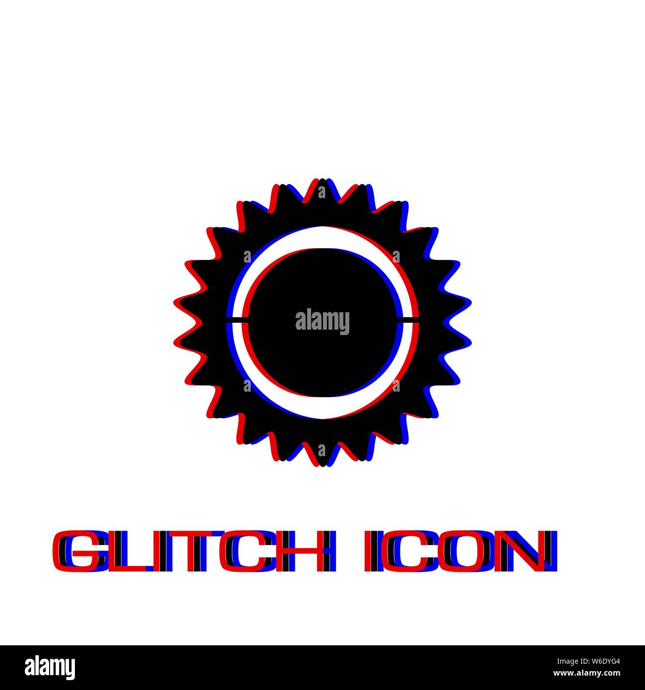 Bike chainring, chainwheel icon flat. Simple pictogram - Glitch effect ...