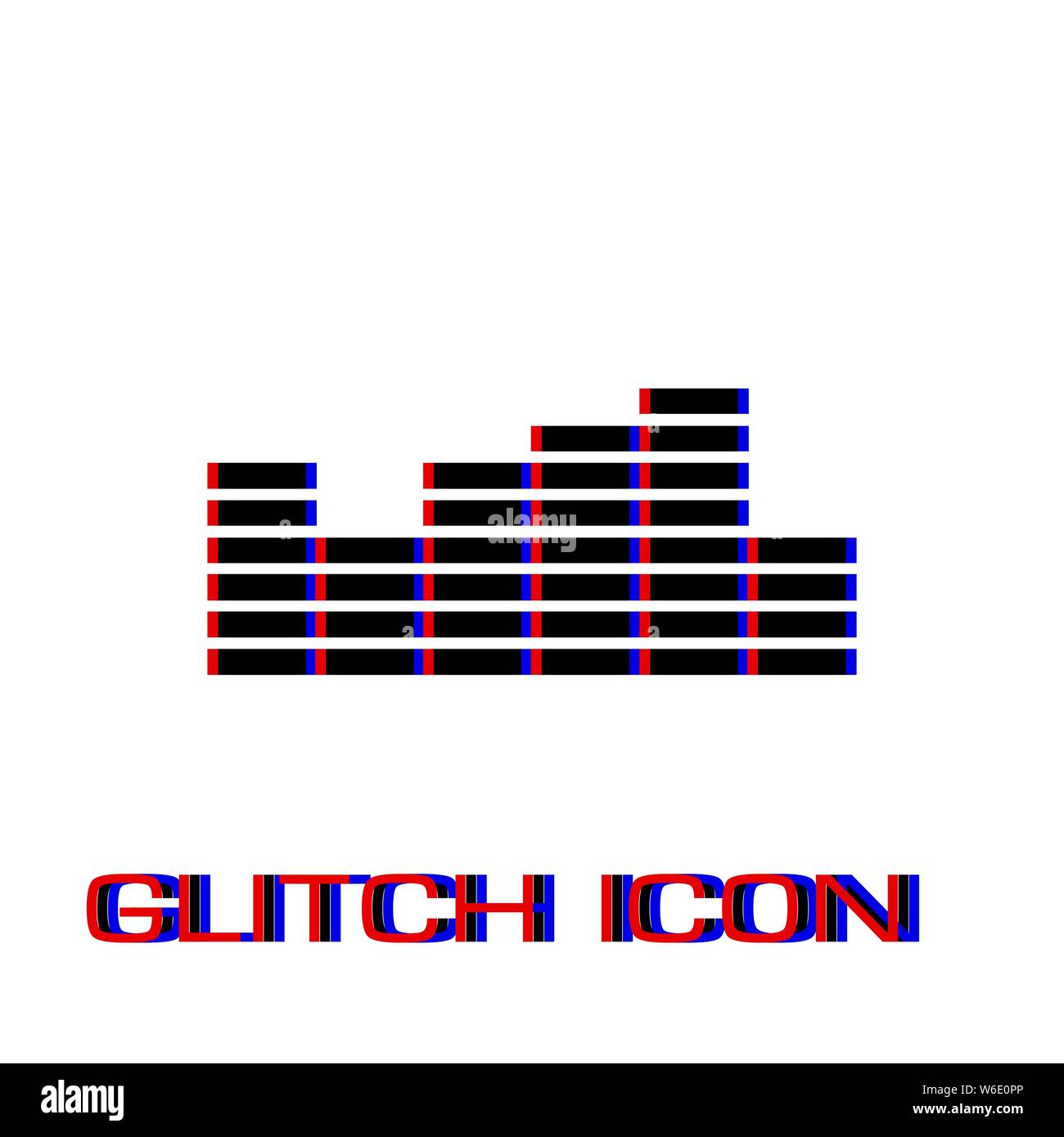 Equalizer icon flat. Simple pictogram - Glitch effect. Vector illustration symbol Stock Vector