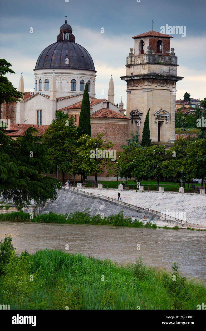Parrocchia di San Giorgio in Braida- a Roman Catholic Church  beside the River Adige in Verona, Italy. Stock Photo