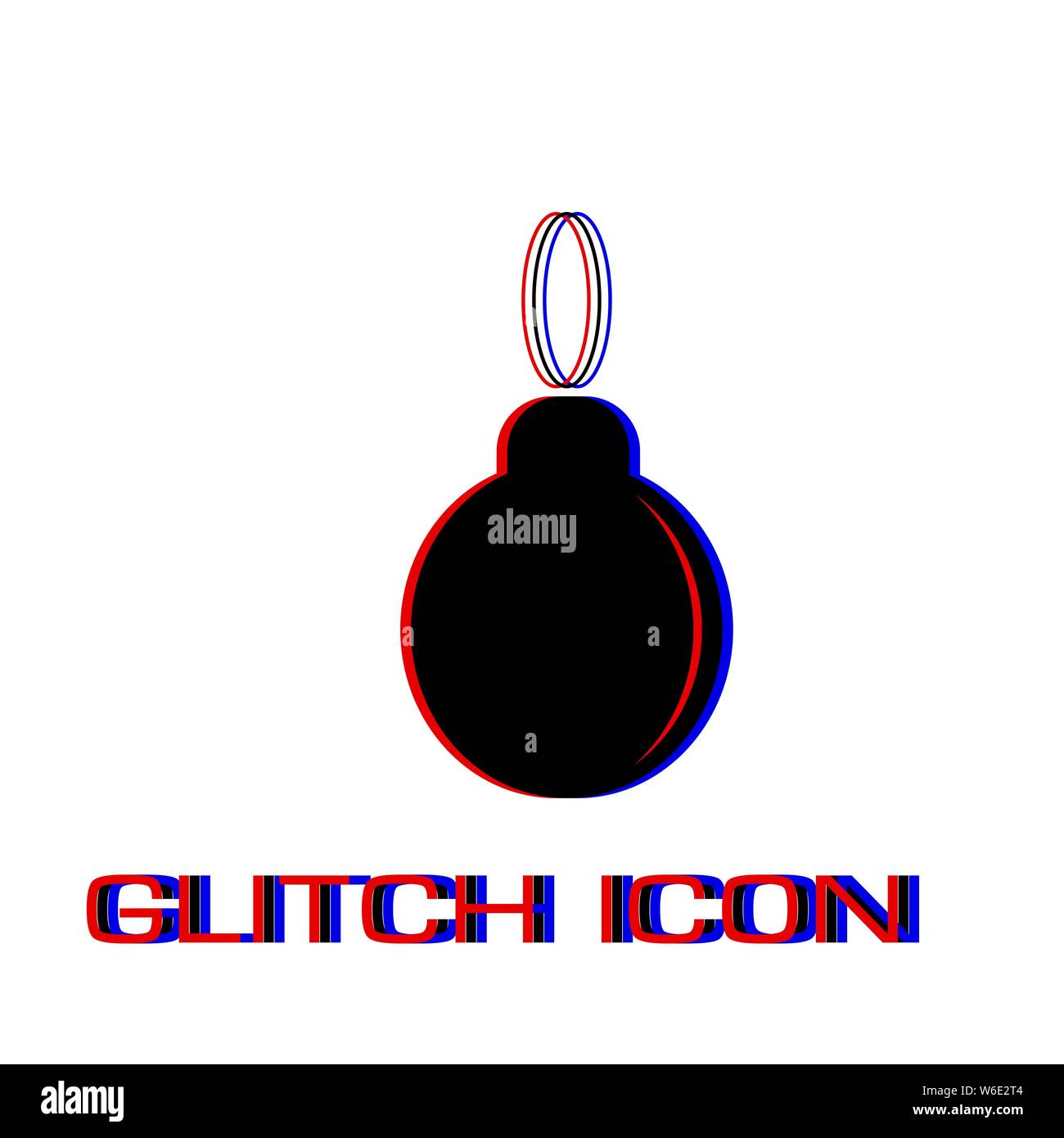 Christmas ball icon flat. Simple pictogram - Glitch effect. Vector illustration symbol Stock Vector