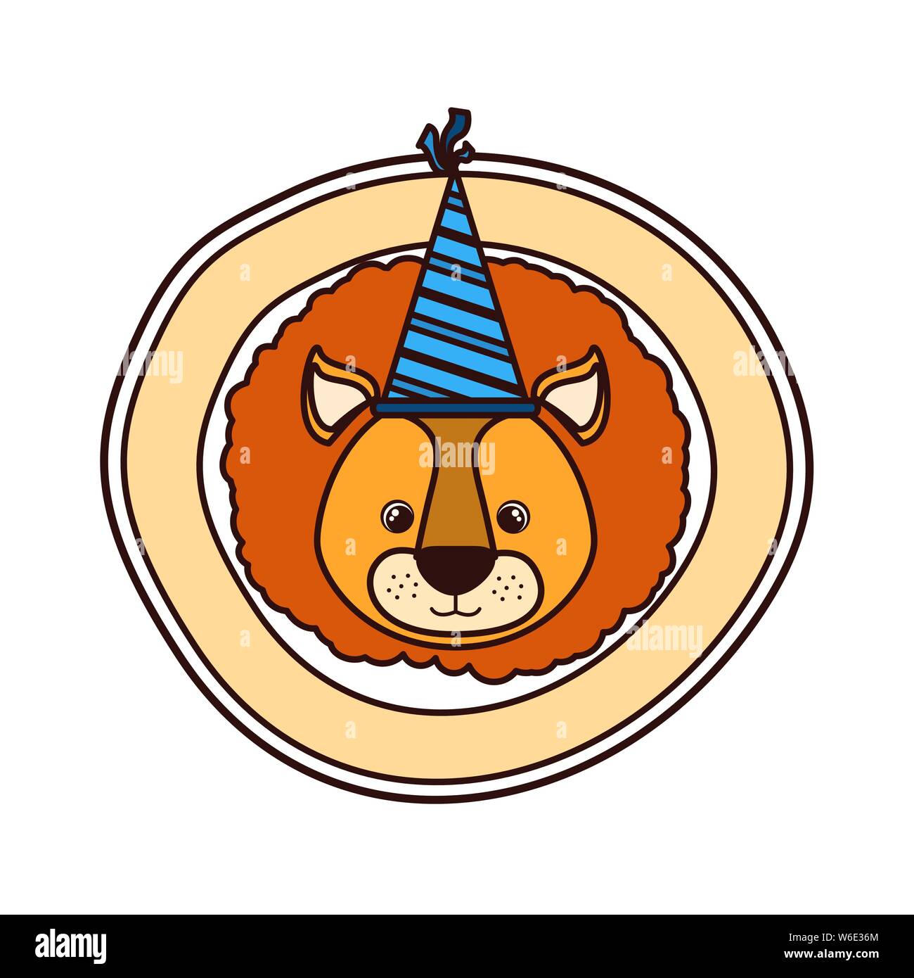 head of lion with party hat on white background Stock Vector Image ...