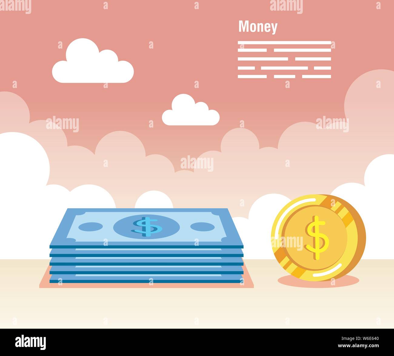 bills and coin cash money curry and clouds Stock Vector Image & Art - Alamy