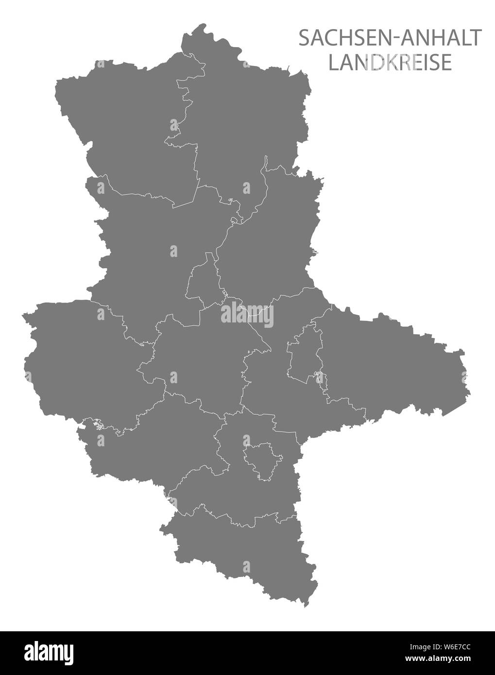 Modern Map - Saxony-Anhalt map of Germany with counties gray Stock Photo