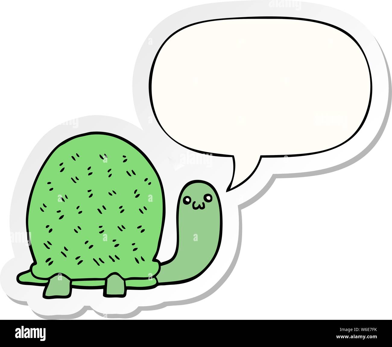cute cartoon turtle with speech bubble sticker Stock Vector
