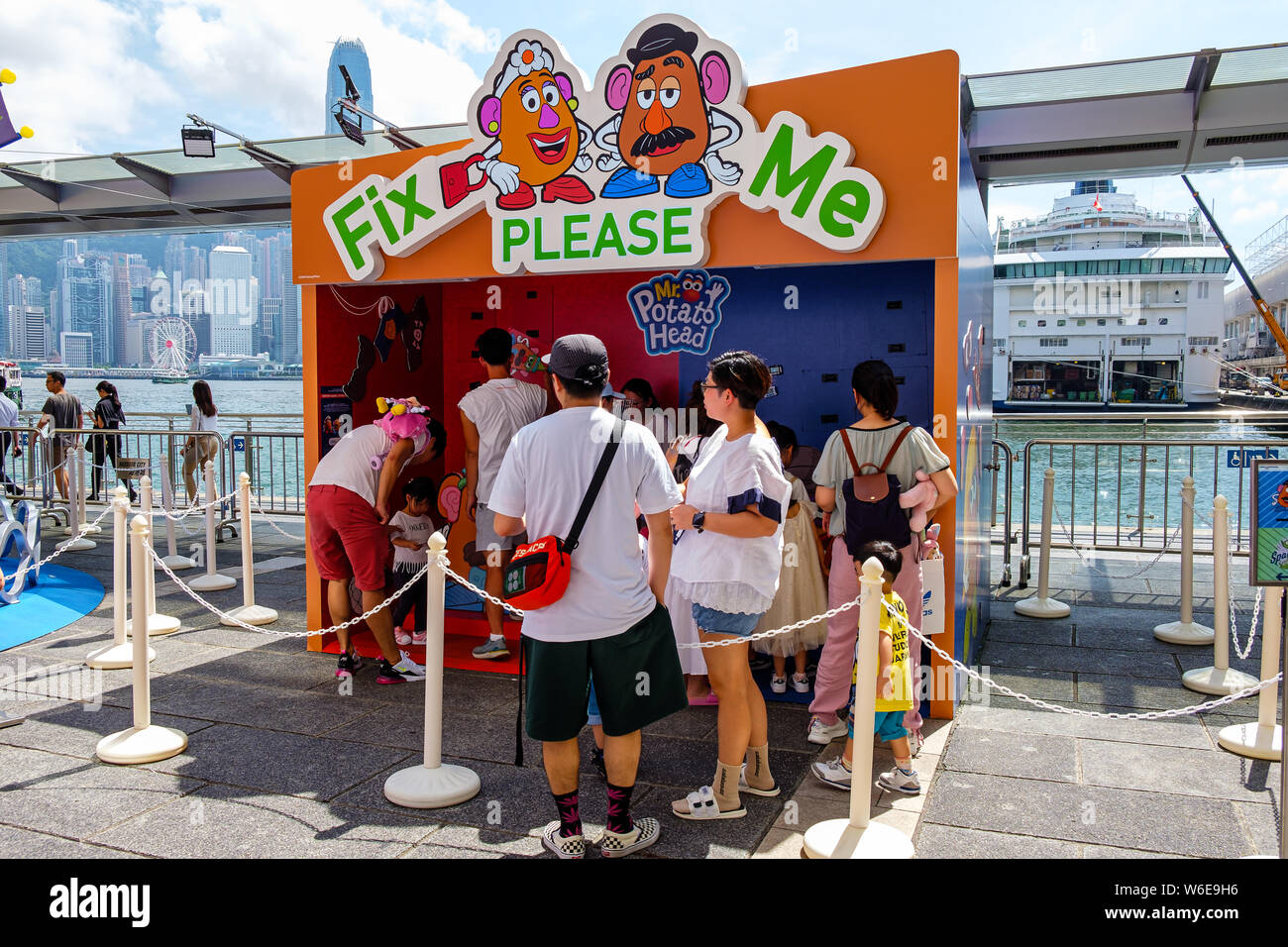 Potato Head seen during the Carnival.Toy Story 4 is celebrated with a themed carnival of different games and challenges at Hong Kong Harbour City. Stock Photo