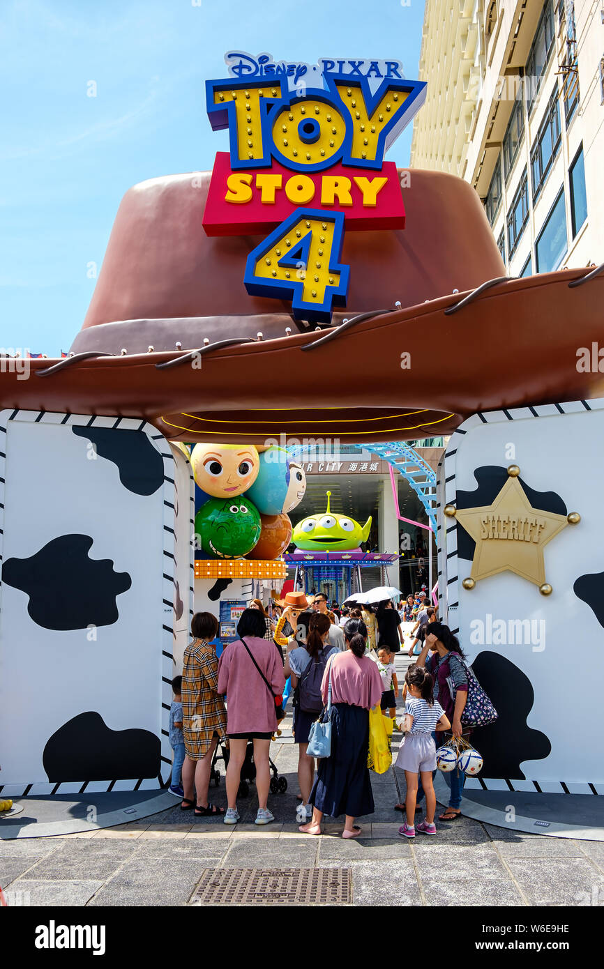 Cowboy hat seen during the Carnival.Toy Story 4 is celebrated with a themed carnival of different games and challenges at Hong Kong Harbour City. Stock Photo