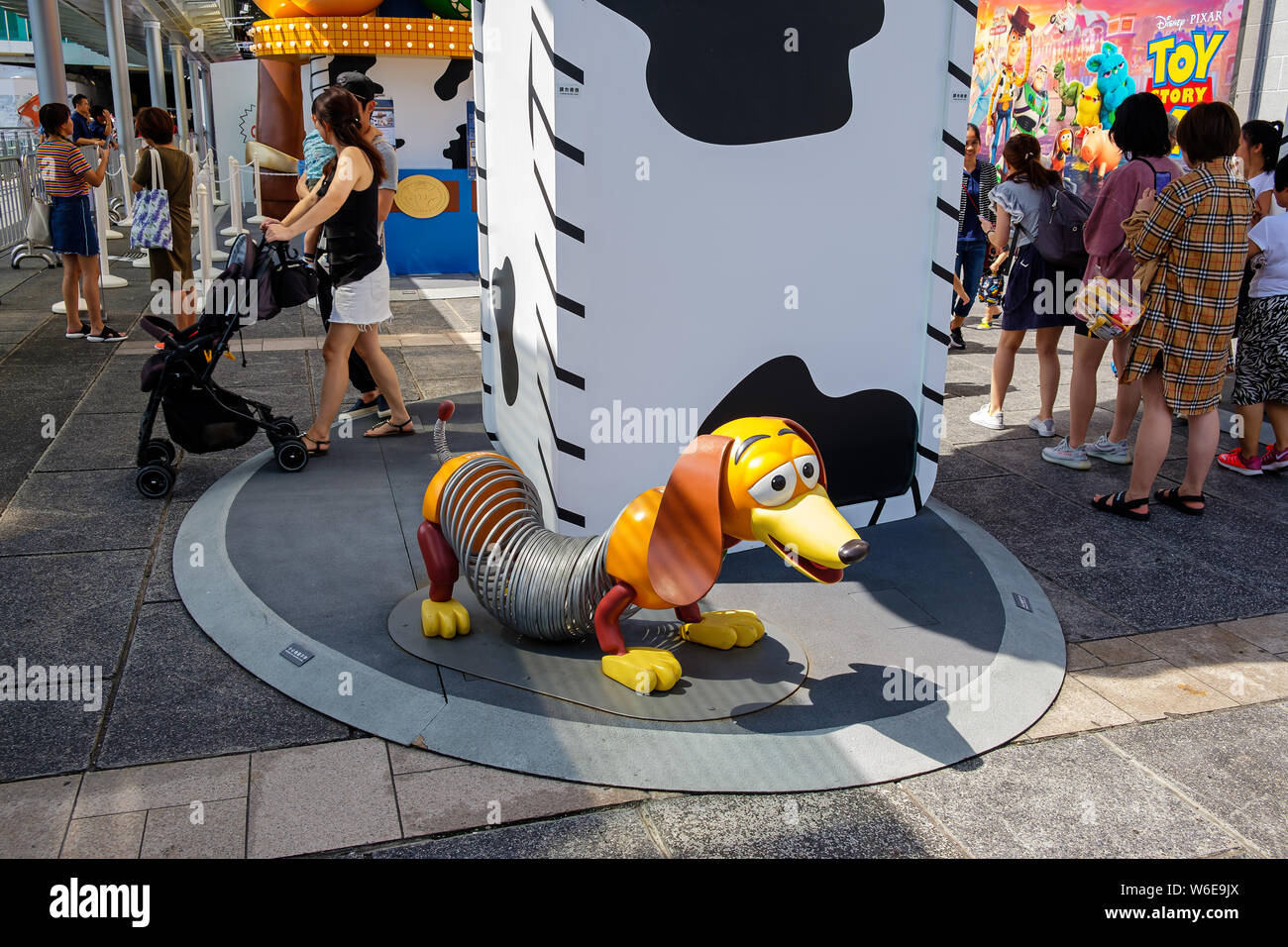 A replica of Slinky Dog during the Carnival.Toy Story 4 is celebrated with a themed carnival of different games and challenges at Hong Kong Harbour City. Stock Photo