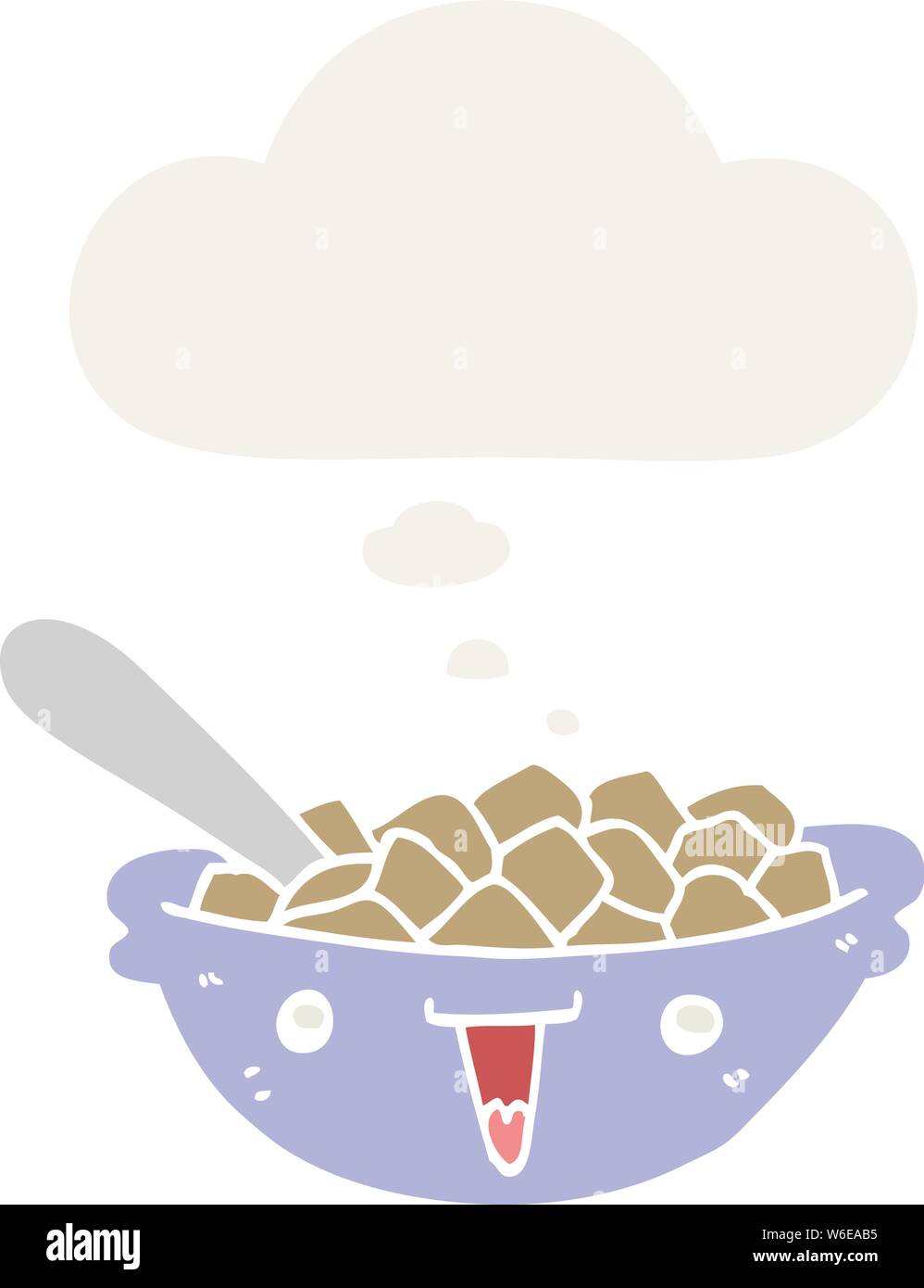 cute cartoon bowl of cereal with thought bubble in retro style Stock ...