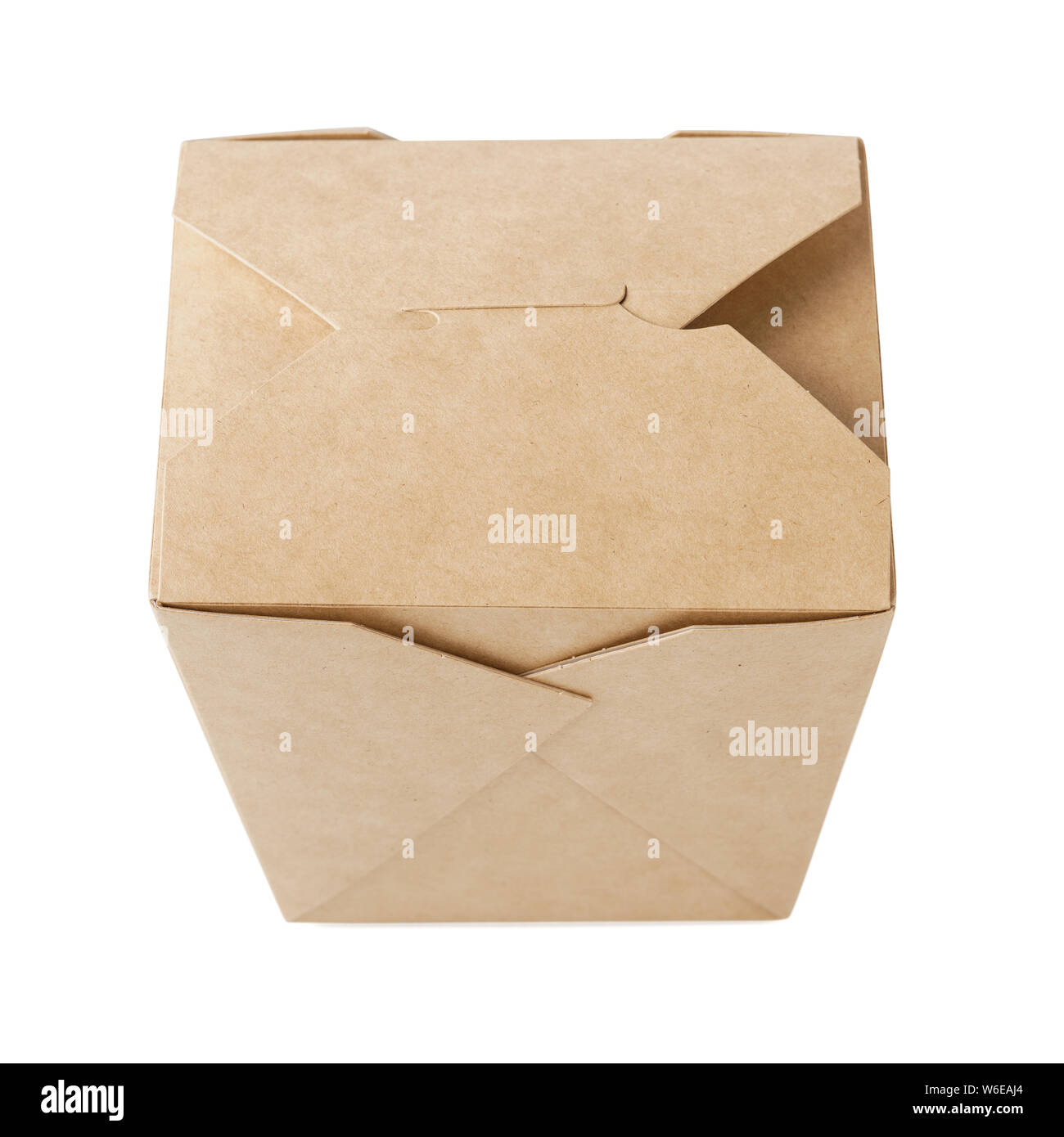 Kraft paper box for takeaway food. Closed cardboard container for food delivery. Isolated on