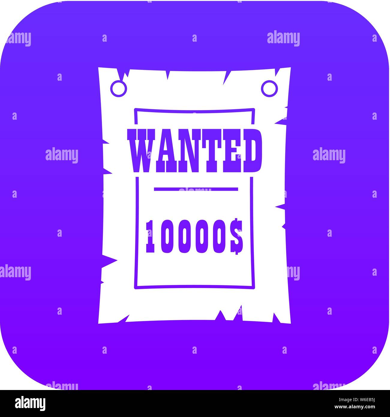 Vintage wanted poster icon digital purple Stock Vector
