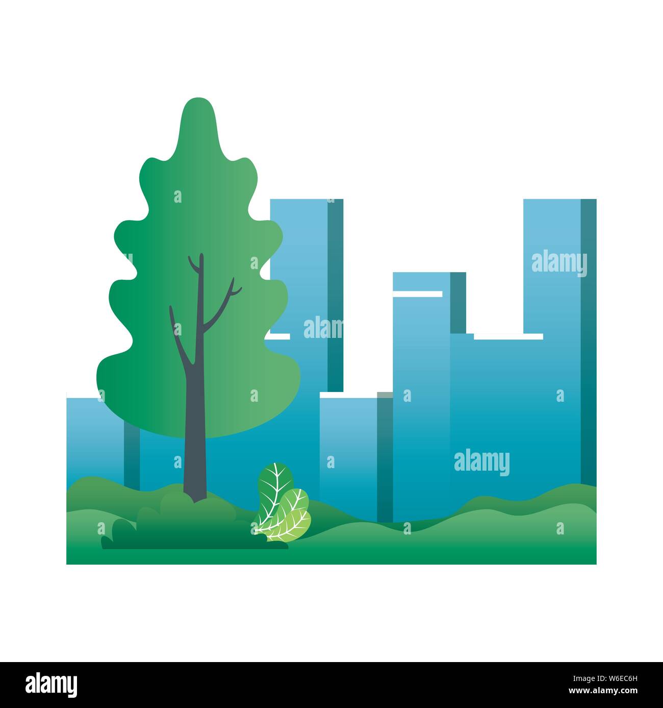 park with cityscape buildings scene Stock Vector Image & Art - Alamy