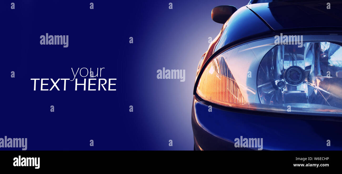 Blue car closeup with the copy space Stock Photo - Alamy