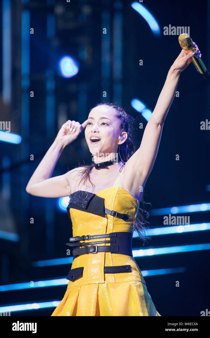 Japanese singer Namie Amuro performs during her final tour concert