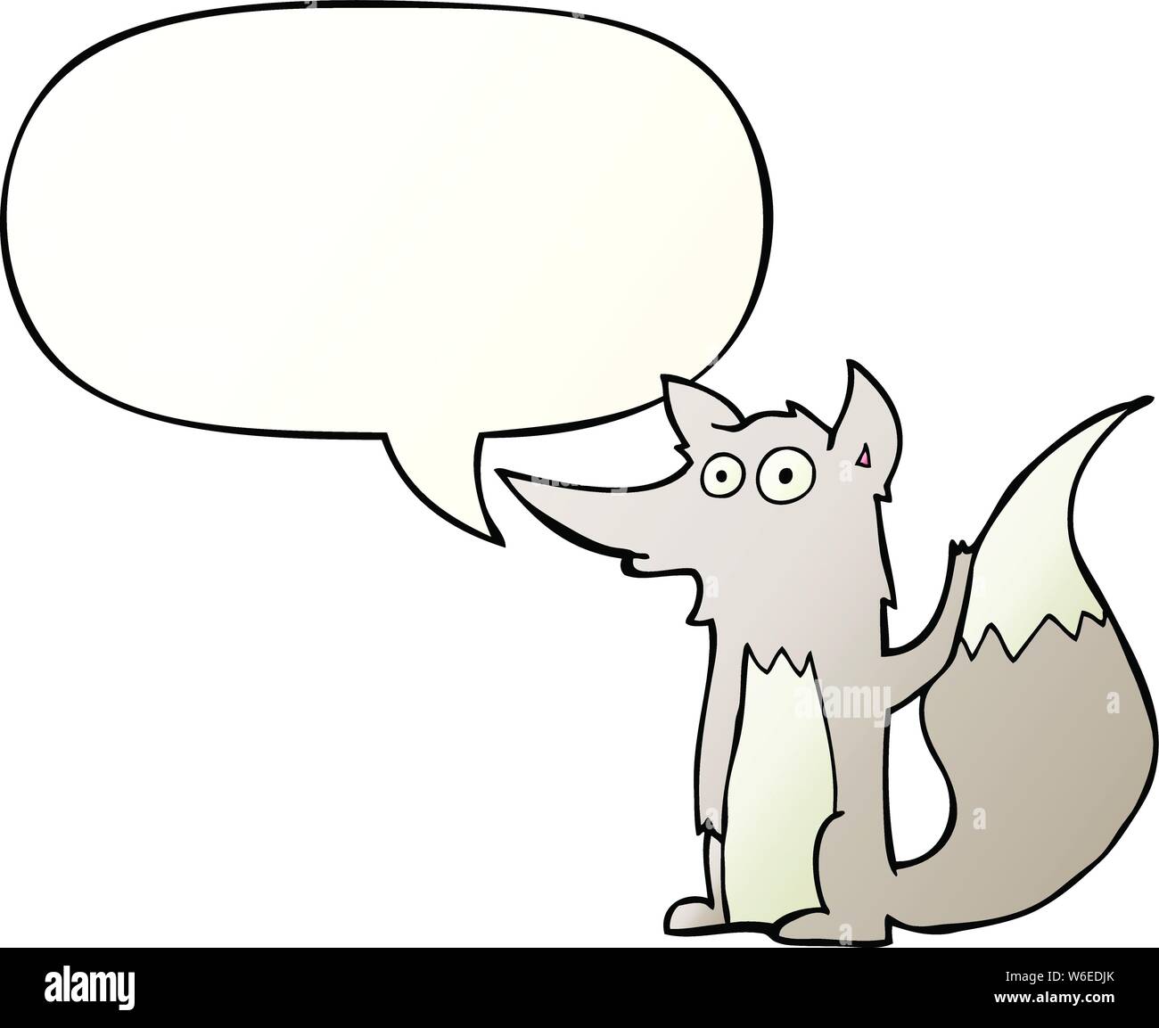 cartoon wolf with speech bubble in smooth gradient style Stock Vector