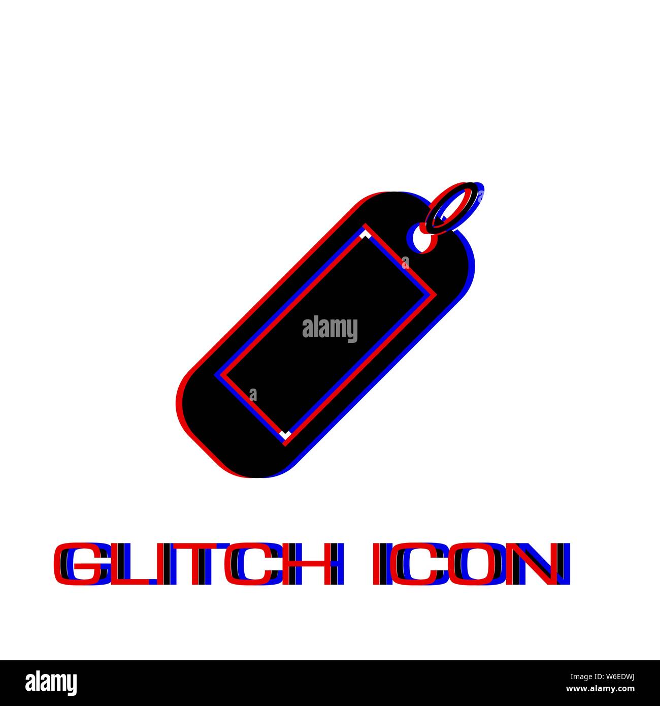 Tag icon flat. Simple pictogram - Glitch effect. Vector illustration symbol Stock Vector