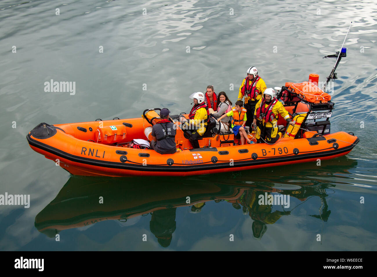 Family Recued by RNLI Royal National Lifeboat Institution Stock Photo