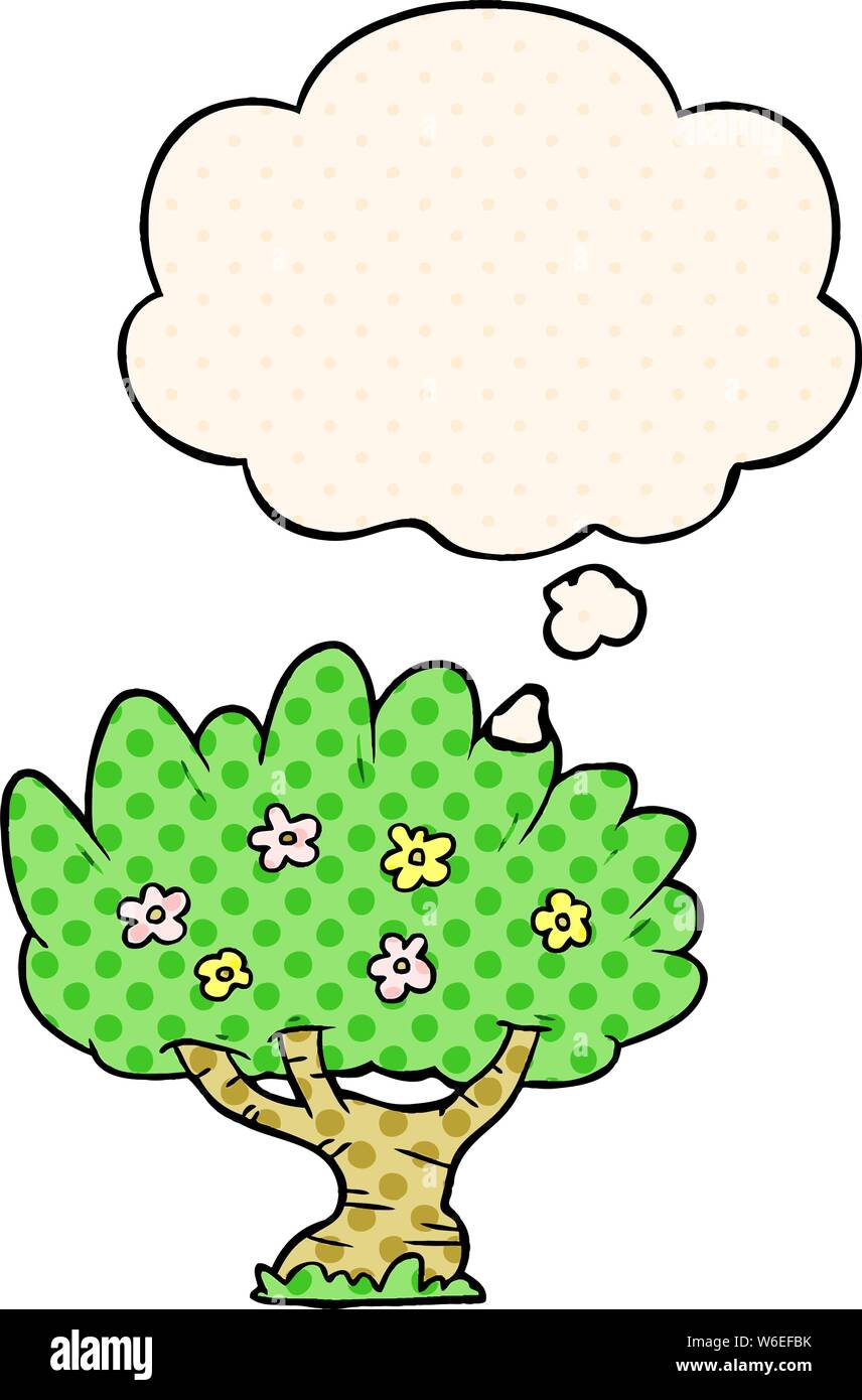 cartoon tree with thought bubble in comic book style Stock Vector Image ...
