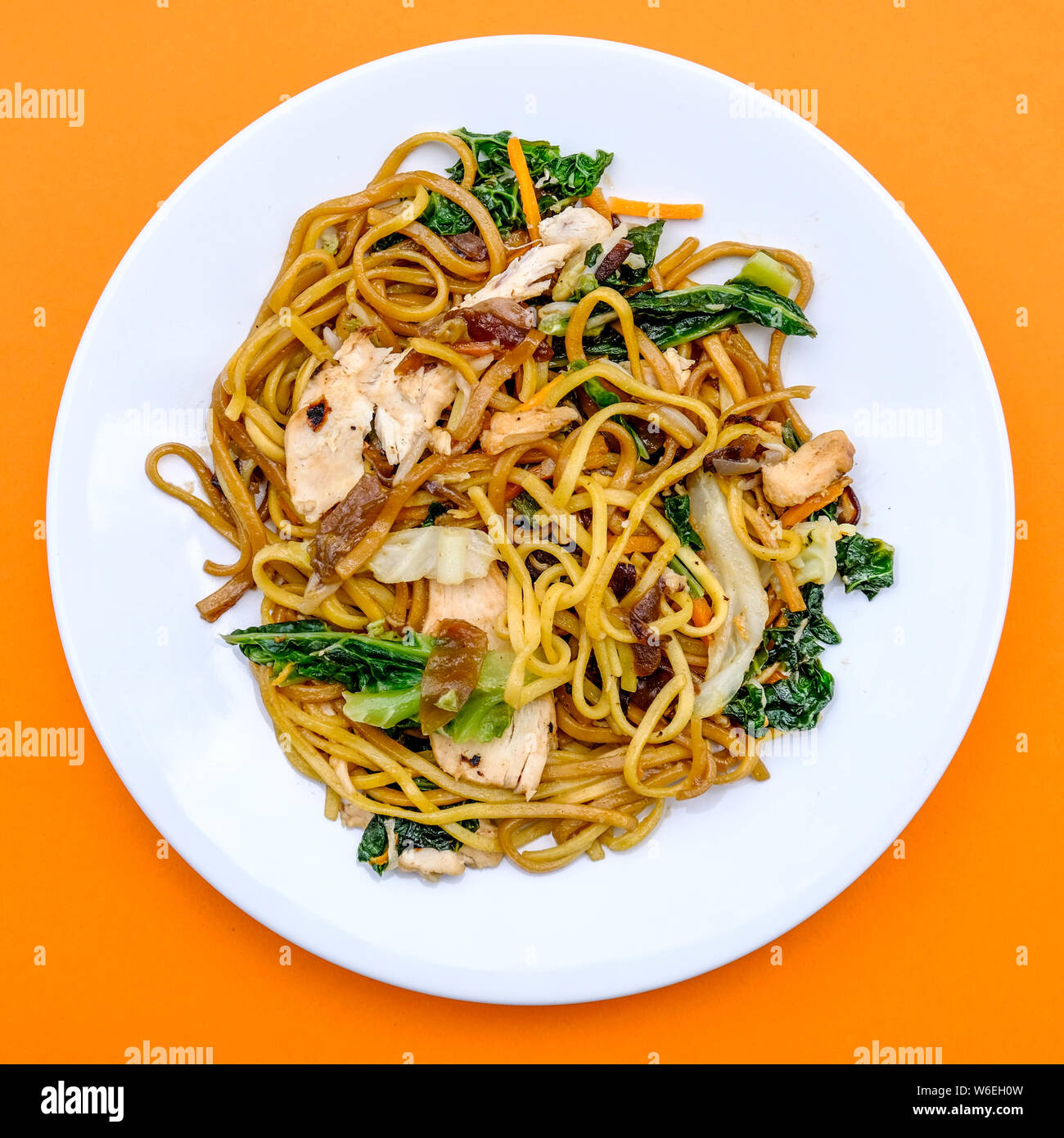 Chinese Style Chicken Chow Mein Meal With Egg Noodles and Wholegrain