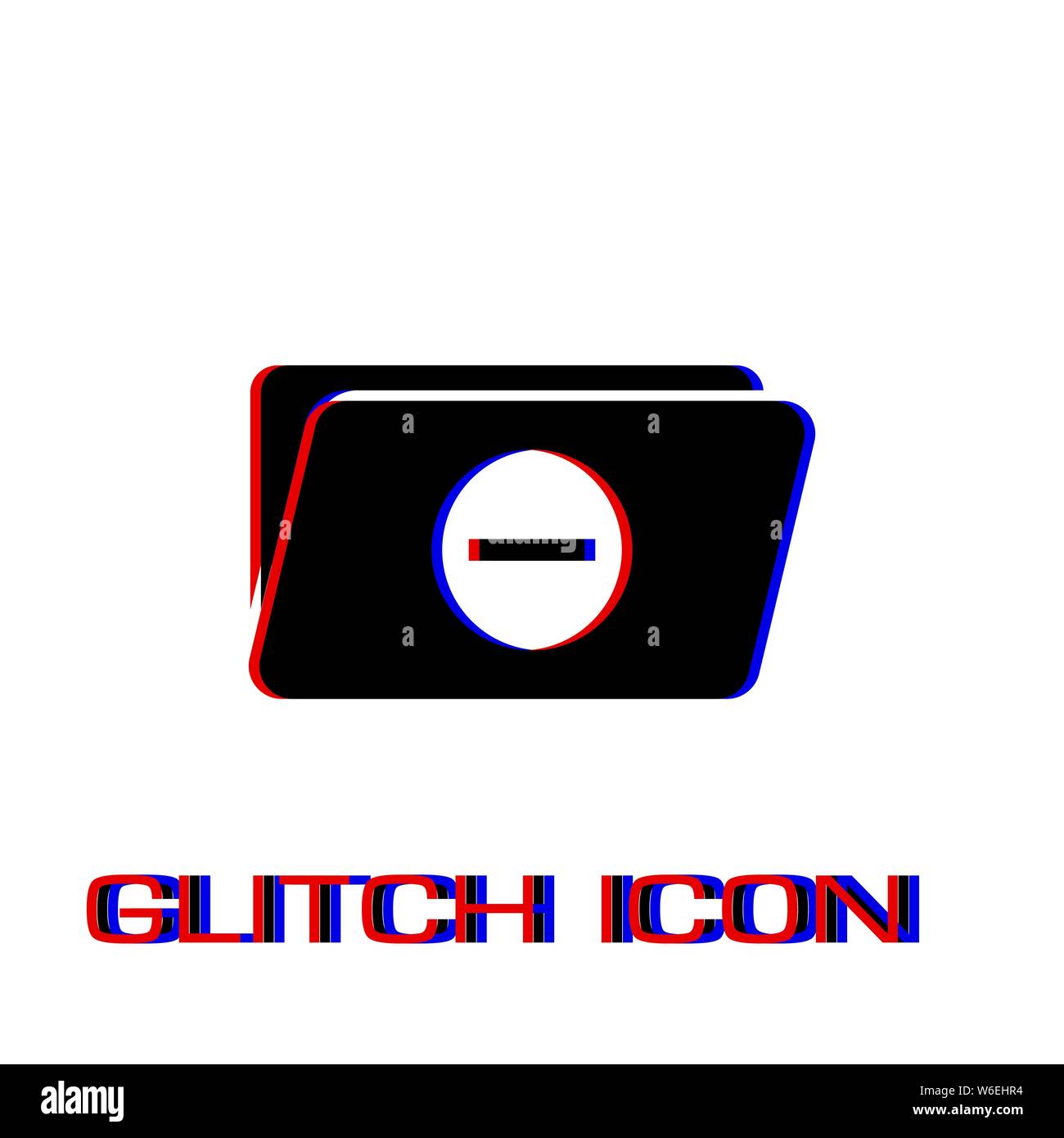 Remove Folder icon flat. Simple pictogram - Glitch effect. Vector illustration symbol Stock Vector
