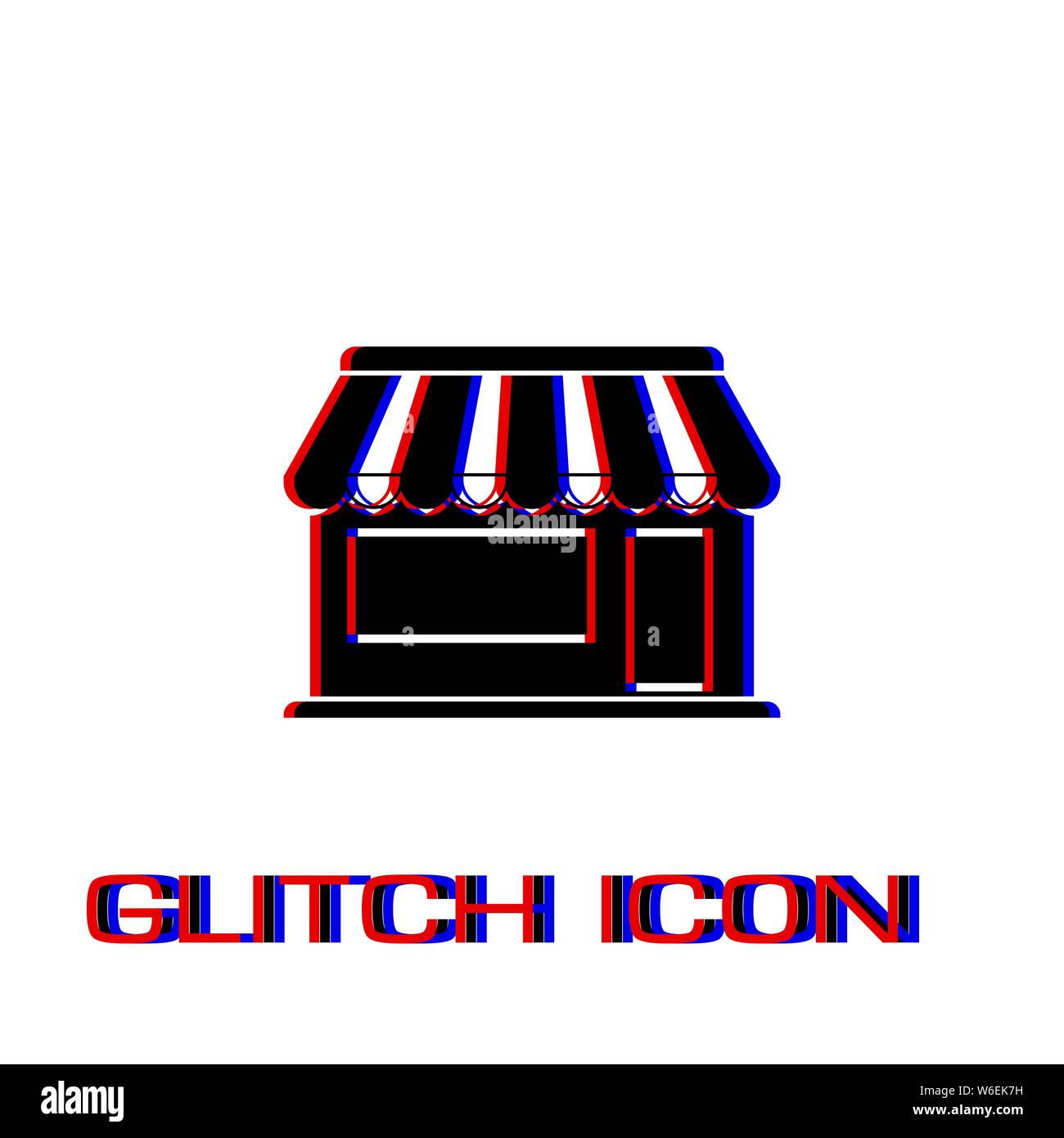 Showcase Kiosk icon flat. Simple pictogram - Glitch effect. Vector illustration symbol Stock Vector