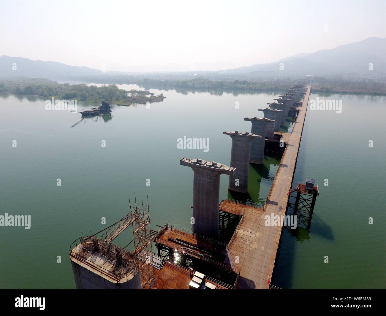 Aerial view of the construction site of the Jiangxi-Ji'an section for ...