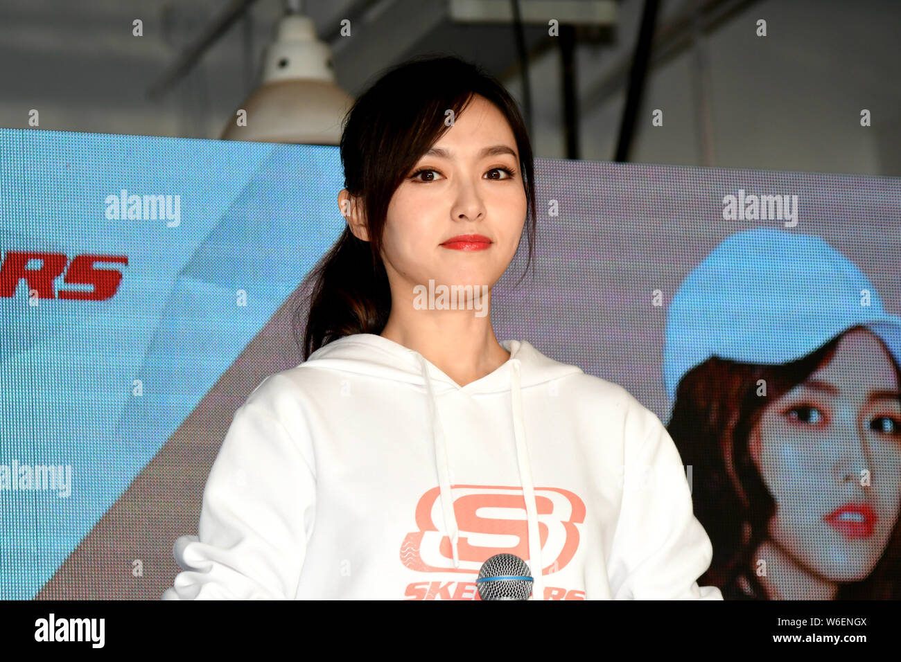 Chinese actress Tiffany Tang or Tang Yan attends a promotional event