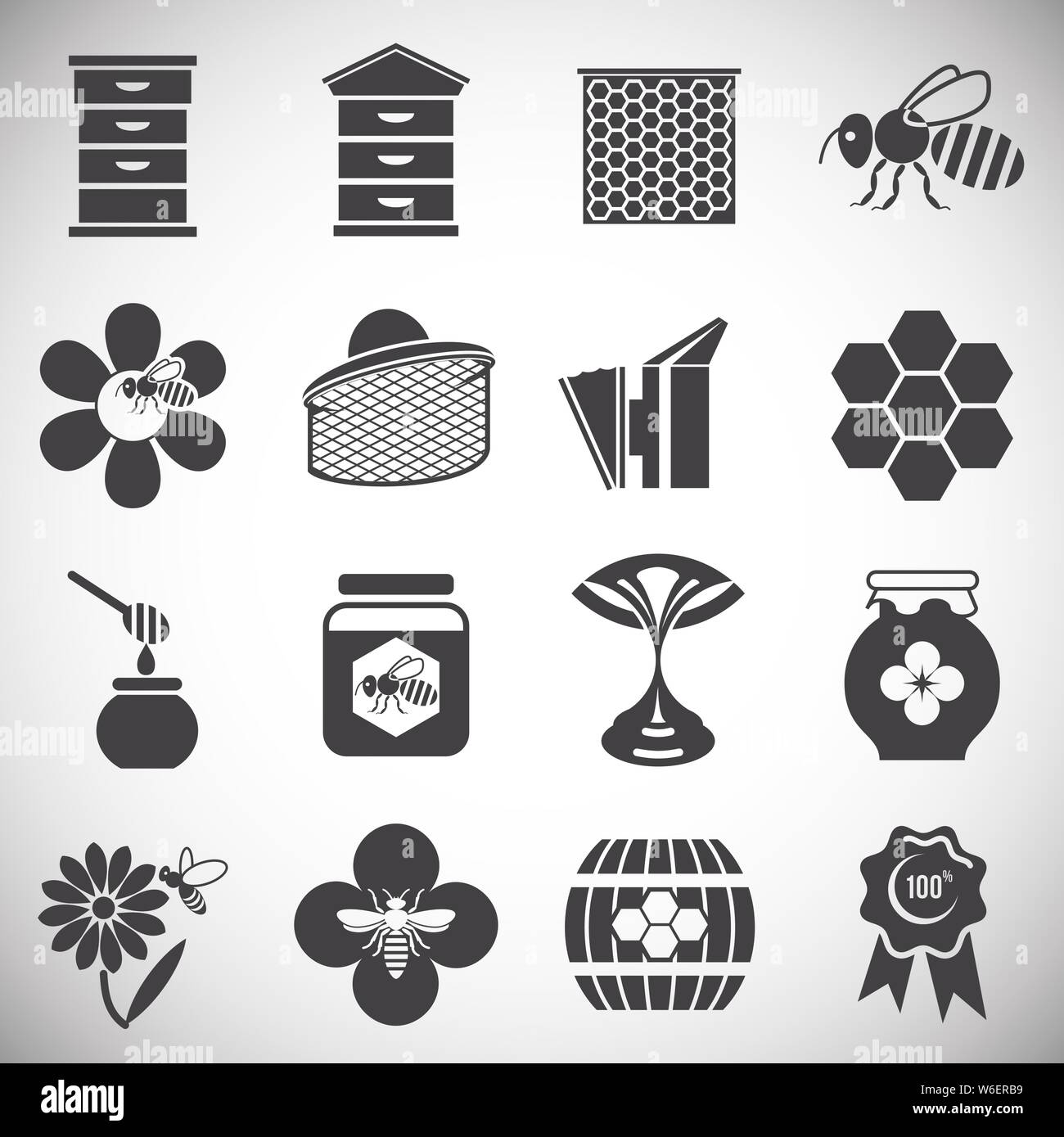 Beekeeping related icons set on background for graphic and web design ...