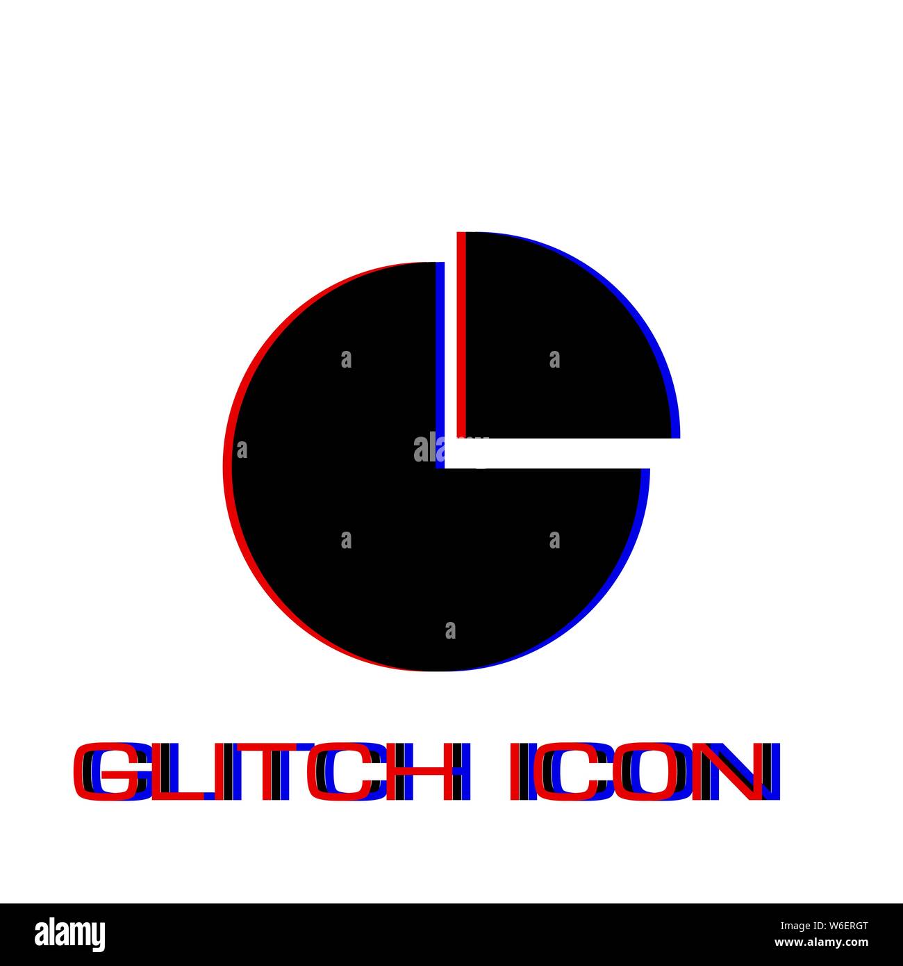 Pie Chart icon flat. Simple pictogram - Glitch effect. Vector illustration symbol Stock Vector