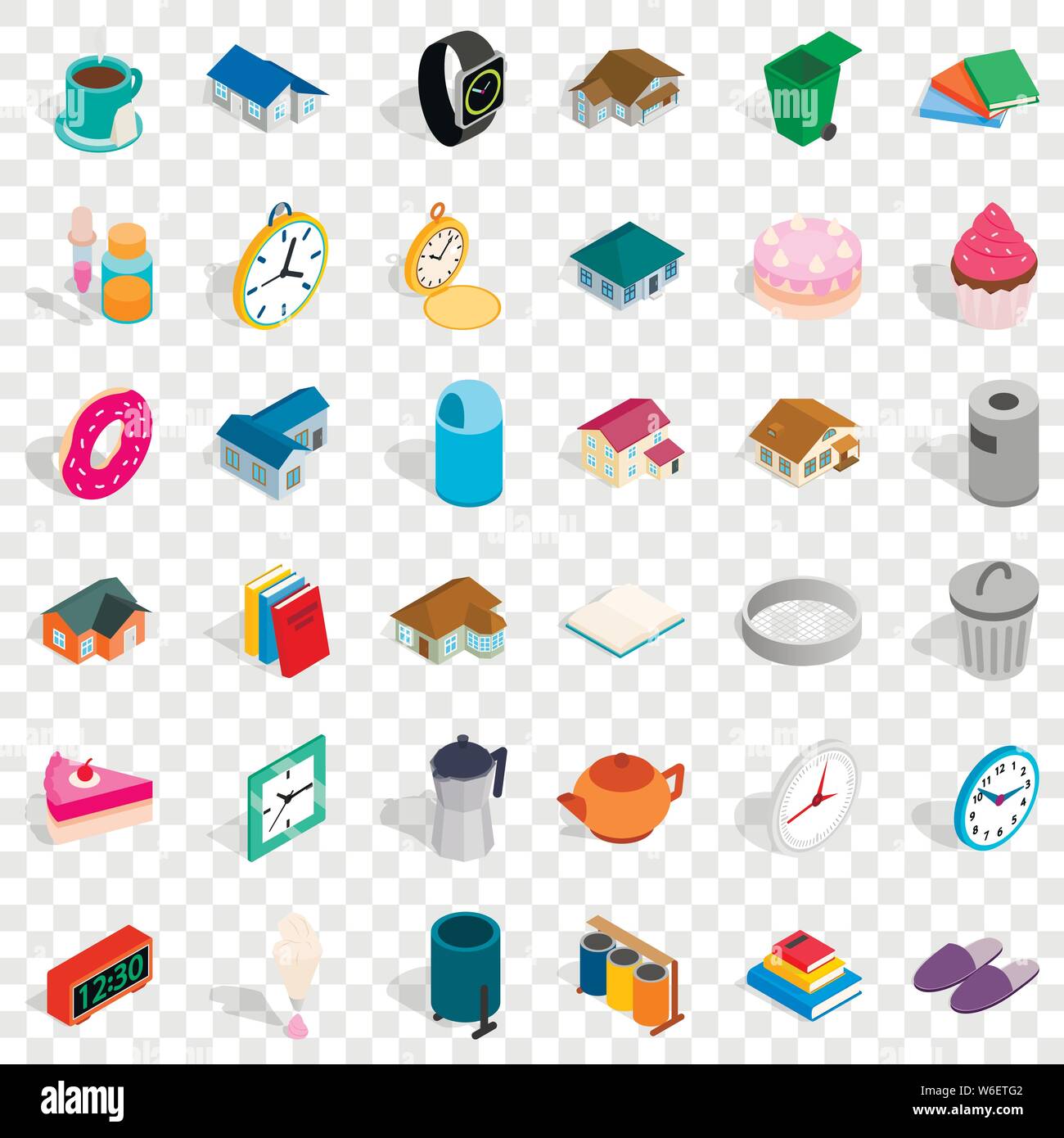 Teapot icons set, isometric style Stock Vector