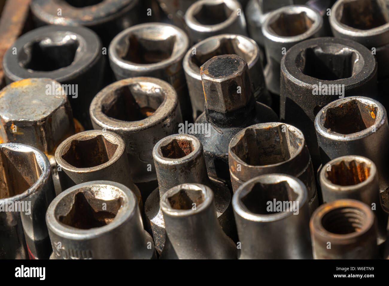 used female socket tools set for car repair. Stock Photo