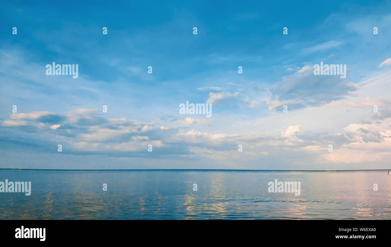 Sea landscape morning Thailand.Tropical Thai sea.Horizontal of sea.Blue sky and ocean. Stock Photo