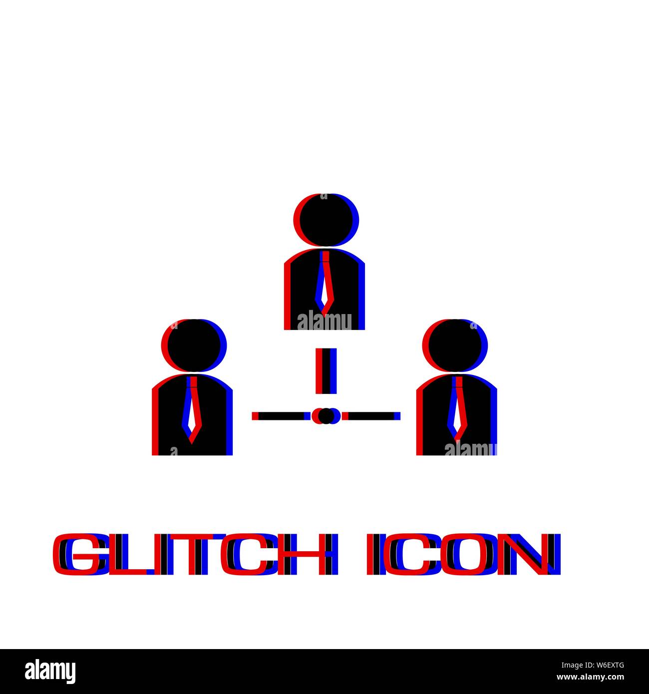Social network icon flat. Simple pictogram - Glitch effect. Vector illustration symbol Stock Vector