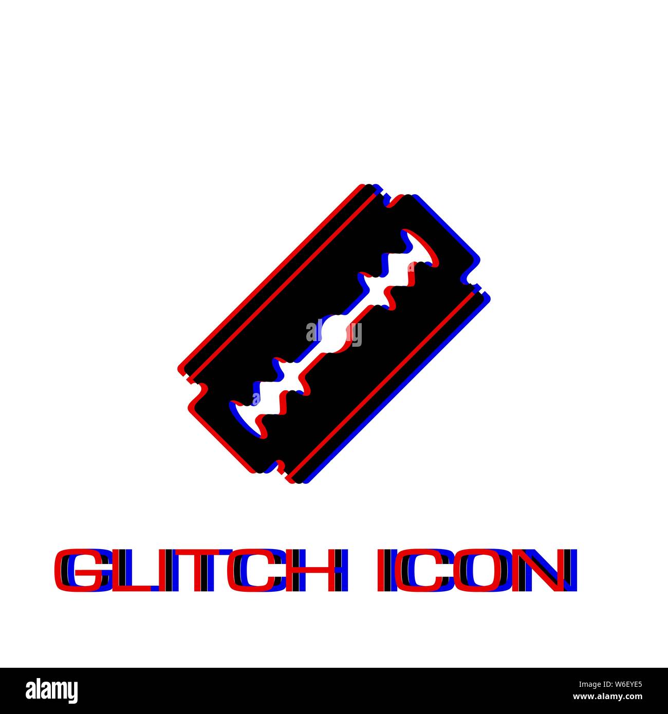 Razor icon flat. Simple pictogram - Glitch effect. Vector illustration symbol Stock Vector