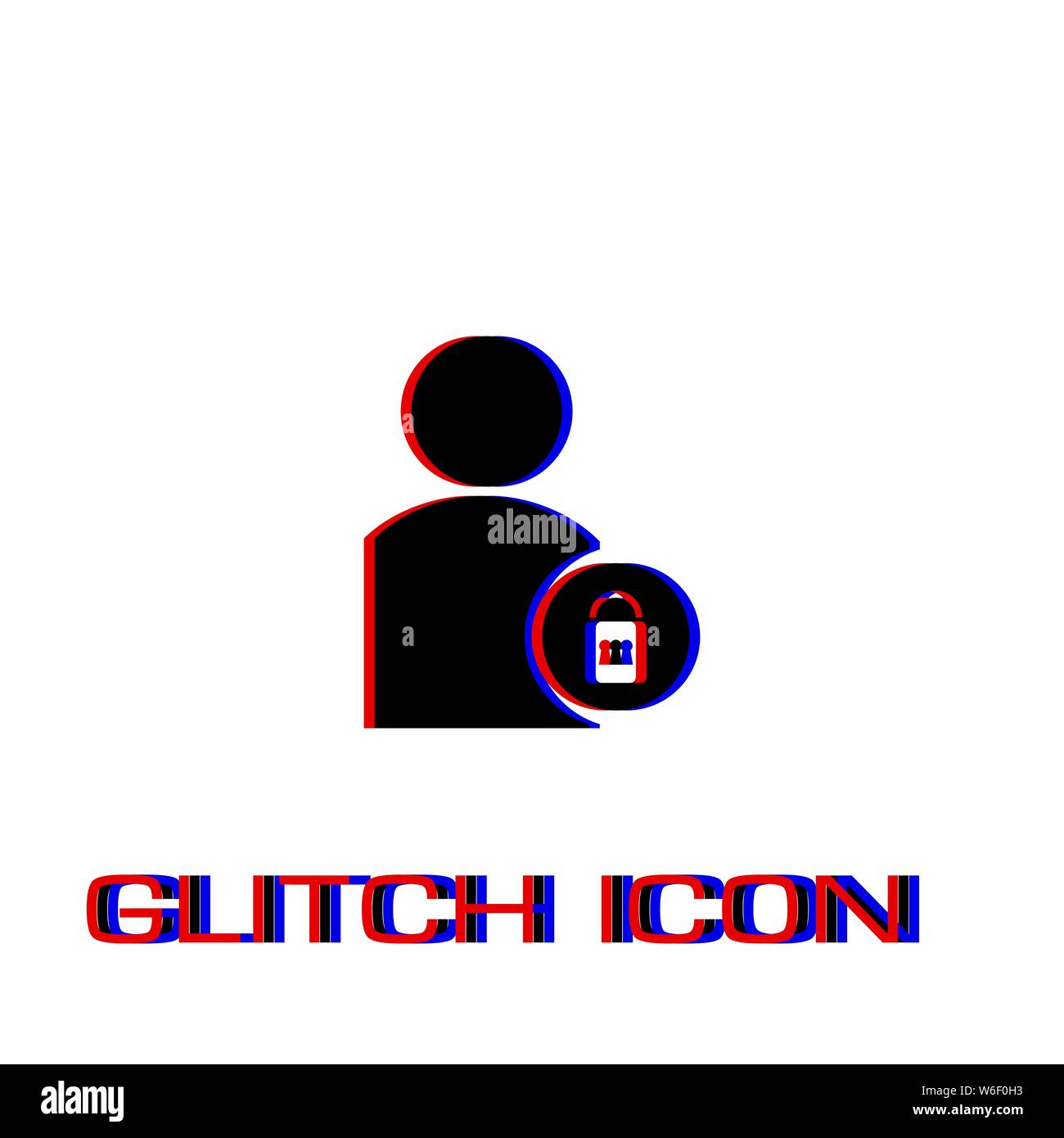 Block user icon flat. Simple pictogram - Glitch effect. Vector illustration symbol Stock Vector