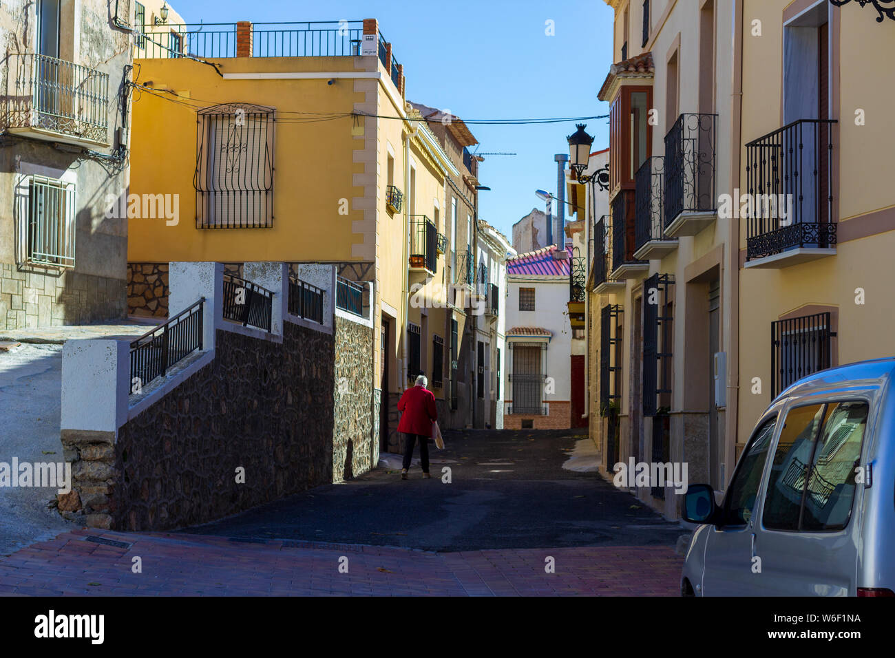 Narrow Street in Oria a Small Rural Town in the Mountains of Andalucía Spain Stock Photo