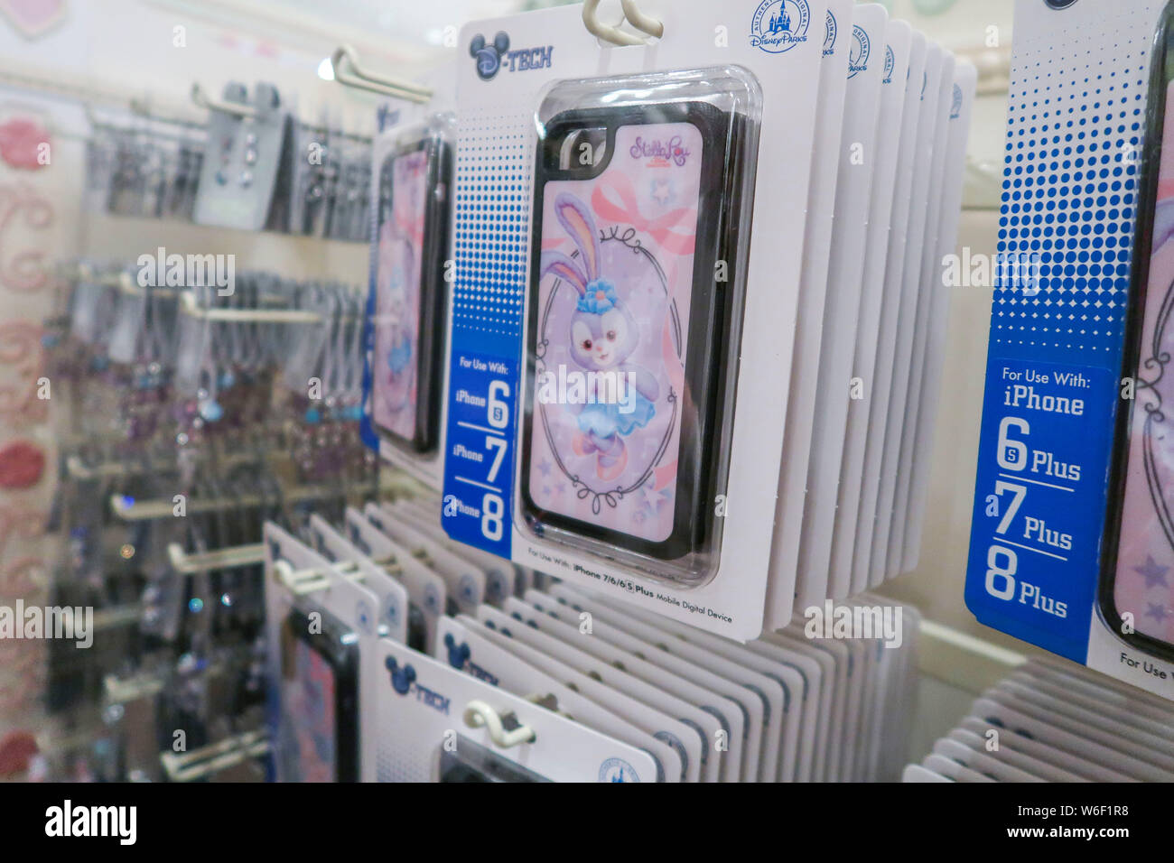 StellaLou-themed phone cases are for sale at the Sweethearts Confectionery in the Shanghai Disneyland at the Shanghai Disney Resort in Pudong, Shangha Stock Photo