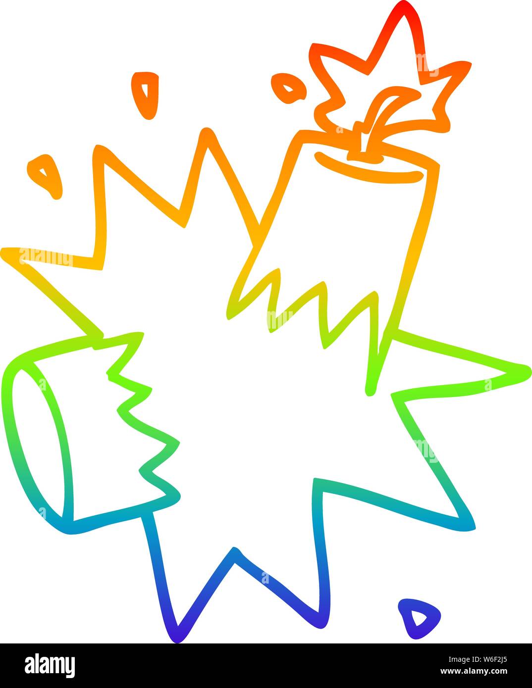 Rainbow Gradient Line Drawing Of A Cartoon Dynamite Stock Vector