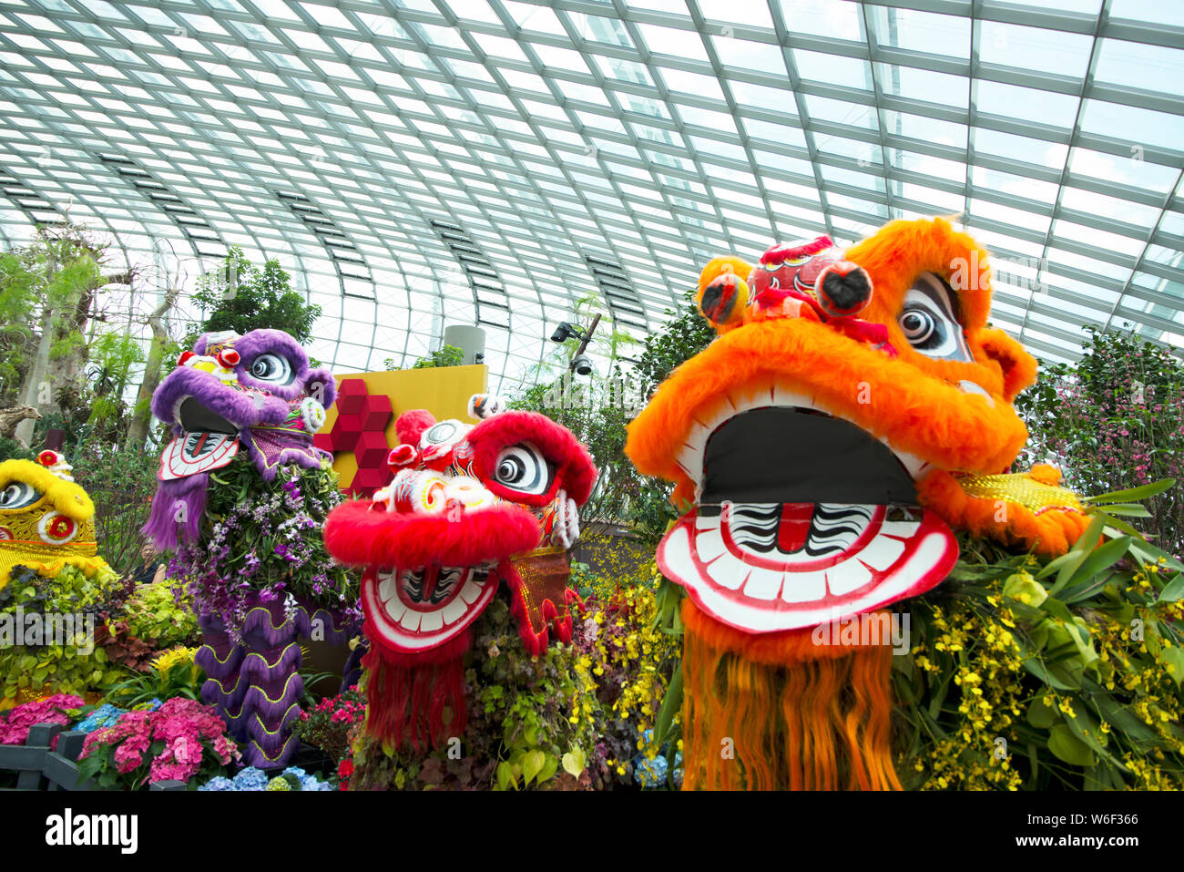 Chinese Lion Heads  Gardens By The Bay  Singapore Stock Photo