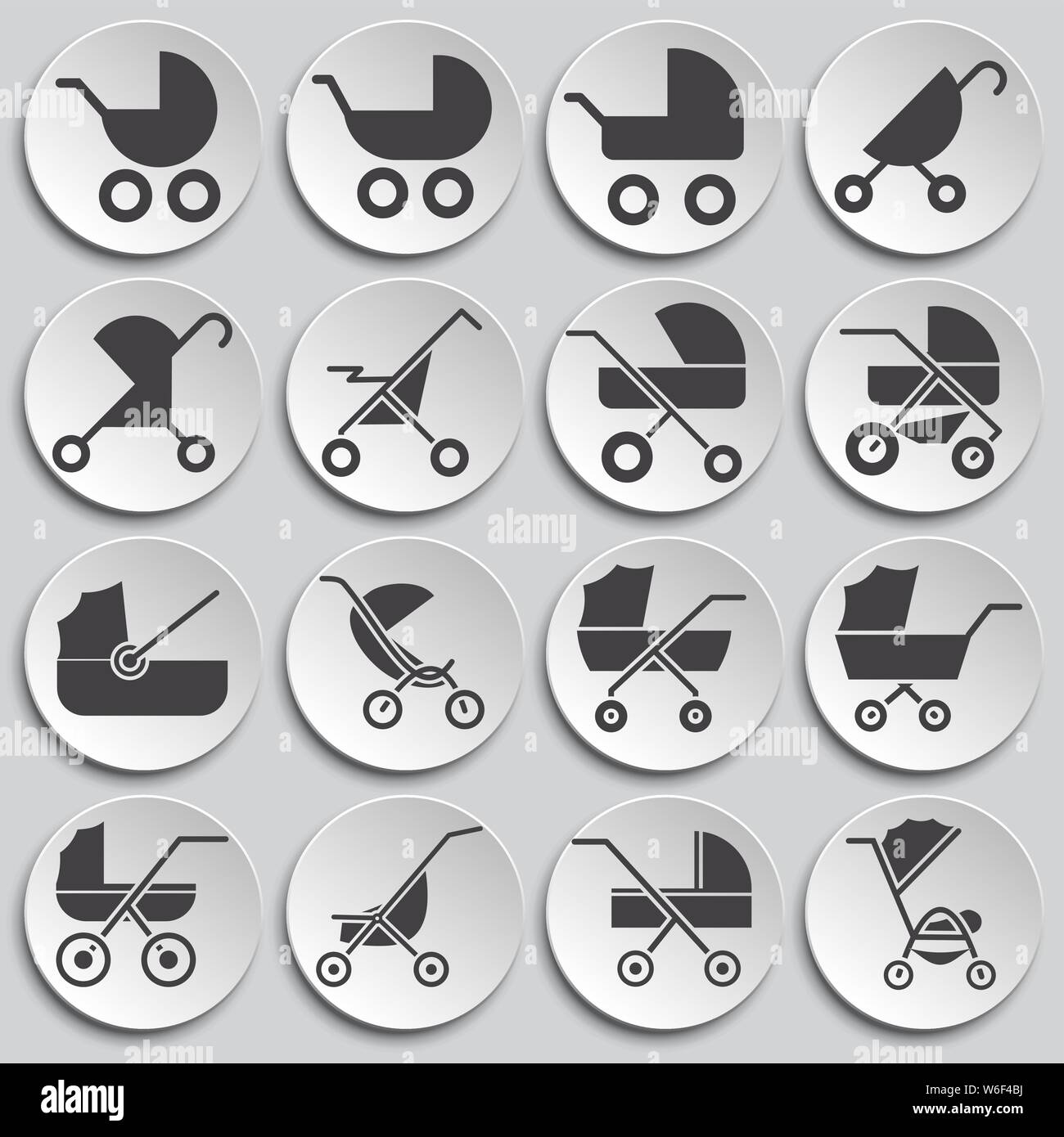 Stroller icons set on background for graphic and web design. Simple ...