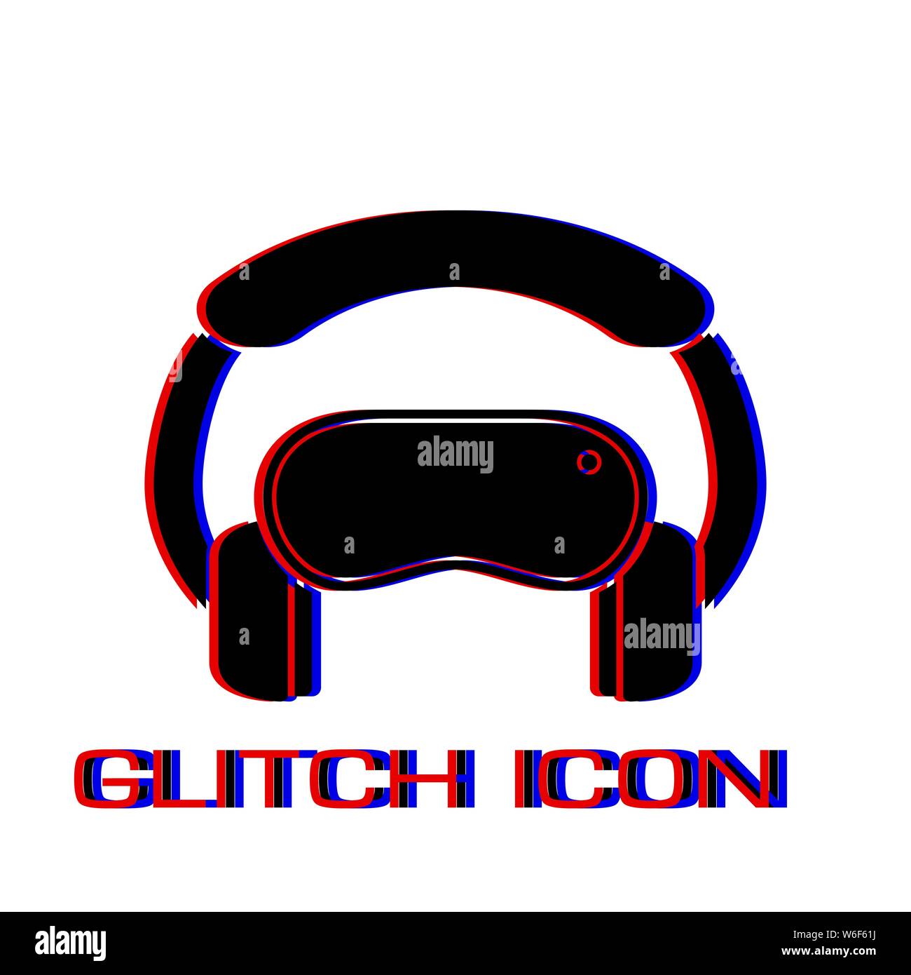 Virtual reality icon flat. Simple pictogram - Glitch effect. Vector illustration symbol Stock Vector