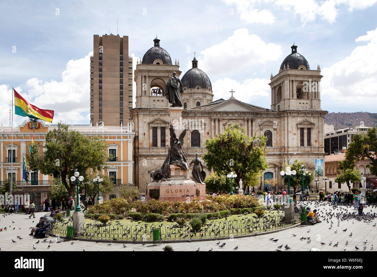 La Paz, Bolivia, Cathedral de La Paz on the Plaza Pedro Domingo Murillo Plaza Stock Photo